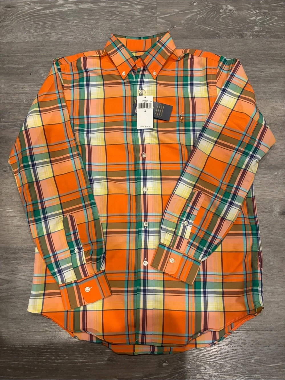 Polo by Ralph Lauren Orange Multi-Color Plaid Button-Down Shirt